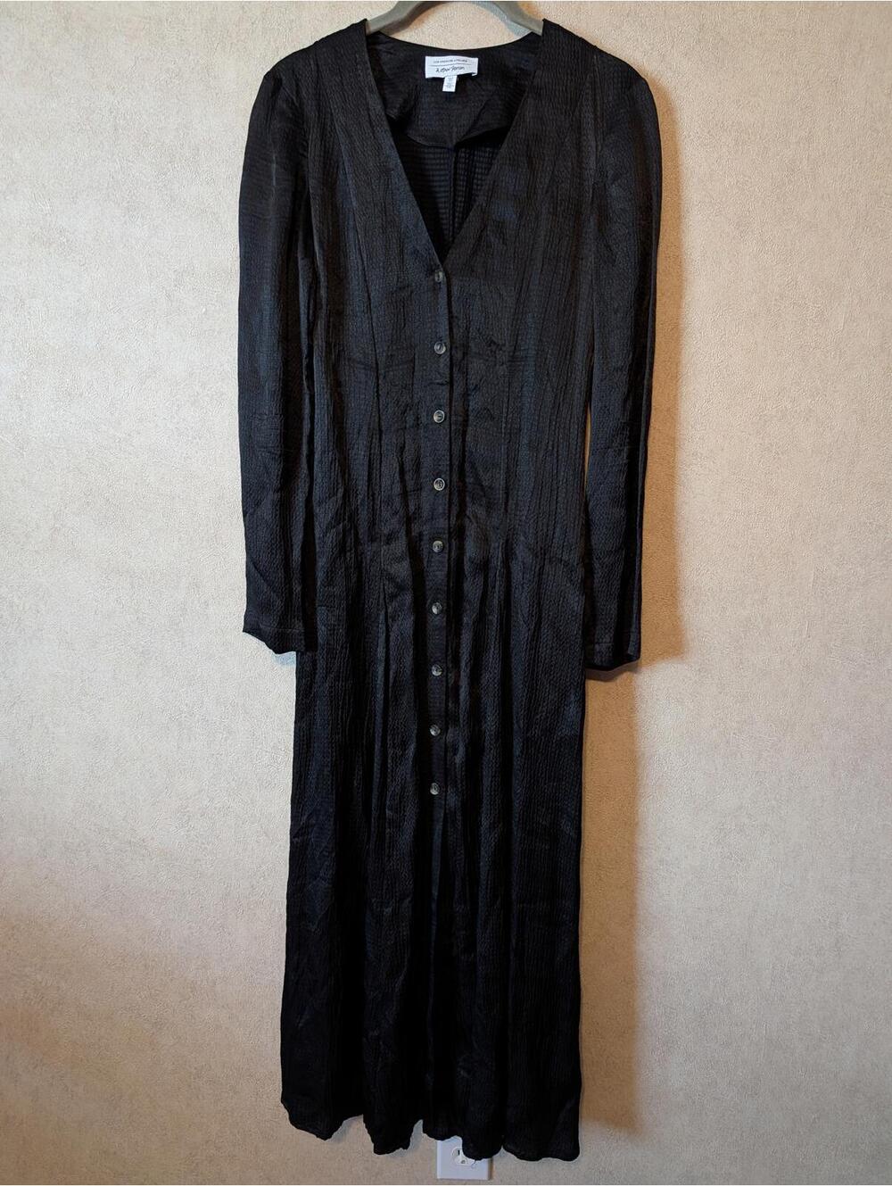 & OTHER STORIES Black satin long sleeve midi dress sz 0